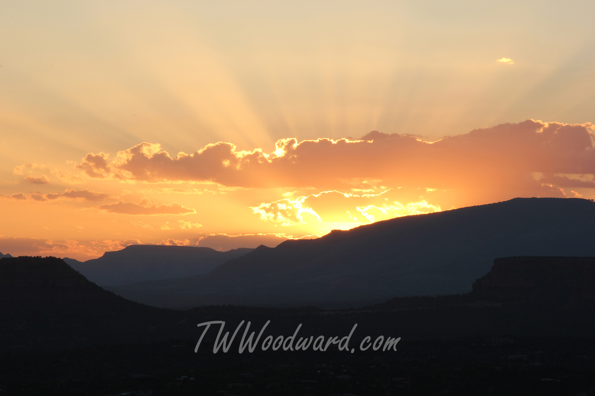 Red rock cliffs at dusk in Sedona