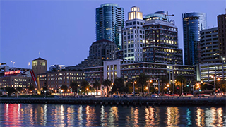 Golden Gate bridge and city lights at night